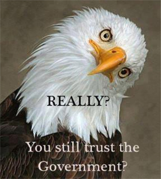 OzaukeeMOB.org,  Really Eagle asks, “do you really trust the government?” Public Officers of Wisconsin are required to support the Constitution of the state of Wisconsin and the United States Constitution.  They are required to swear an oath to that effect.  No oath taker has the Constitutional authority to oppose, deny, defy, contradict, or violate the very documents to which he swore or affirmed an oath.  All Oath Takers must act only within the limited scope of their Constitutionally delegated duties and authority, and must abide by and uphold all rights guaranteed in the Bill of Rights to the federal Constitution and in the Wisconsin Declaration of Rights.  Any Public Officer who acts outside of his limited Constitutional authority is lawless.  Any Public Officer who acts outside of his limited Constitutional authority is not trustworthy.  Any Public Officer who acts outside of his limited Constitutional authority causes injury to the good name of the state.  Any Public Officer who is not trustworthy causes injury to the state.  Today, almost without exception, Public Officers are dishonest and not trustworthy. Their dishonesty and untrustworthiness causes injury to the good name of the state since the people cannot trust the state, or the government of the state. 